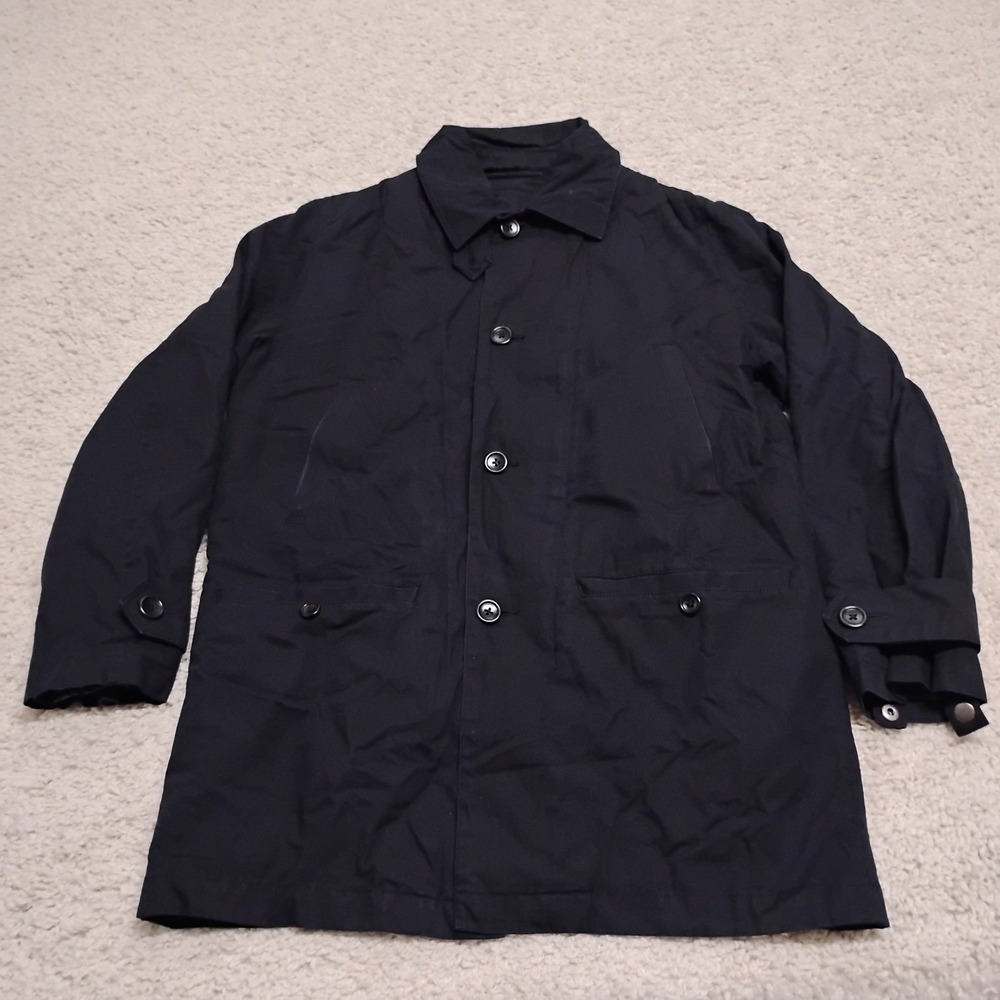 Vintage Banana Republic Jacket Mens XS Black Y2K Quilted Lined Button Zip Work
